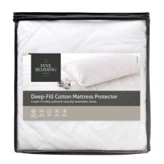 Fine Bedding Deep Filled Cotton Mattress Protector Single Fine Bedding Deep Filled Cotton Mattress Protector Single