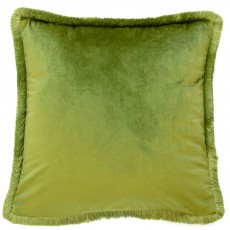 Velvet With 4 Side Fringes Olive 45x45 Velvet With 4 Side Fringes Olive 45x45