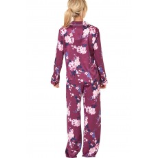 Print Satin Pyjama Set Carmine Floral Print Satin Pyjama Set Carmine Floral