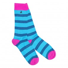 Swole Panda Aqua / Pink Stripe Socks Swole Panda Aqua / Pink Stripe Socks