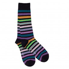 Swole Panda Navy and Multicolour Fine Stripe Socks Swole Panda Navy and Multicolour Fine Stripe Socks