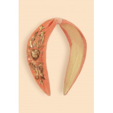 Powder-Coral Heart Embellished-Headband Powder-Coral Heart Embellished-Headband