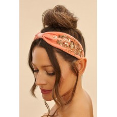 Powder-Coral Heart Embellished-Headband Powder-Coral Heart Embellished-Headband