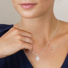 Pom Silver Plated Multi Point Necklace With Crystals Pom Silver Plated Multi Point Necklace With Crystals
