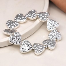 POM Chunky Hammered Heart Silver Plated Bracelet POM Chunky Hammered Heart Silver Plated Bracelet