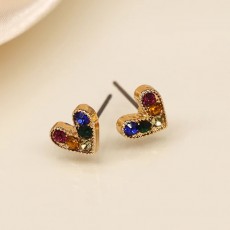 POM Faux Gold Multi-Coloured Crystal Heart Stud Earrings POM Faux Gold Multi-Coloured Crystal Heart Stud Earrings