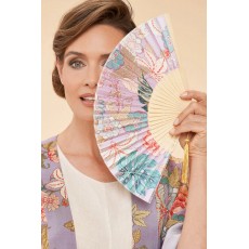 Powder Lavender Paisley Satin Hand Fan Powder Lavender Paisley Satin Hand Fan