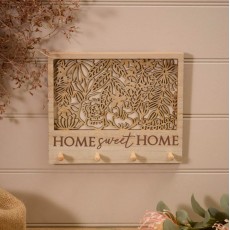 Richard Lang Home Sweet Home Wood Laser Plaque With Hooks Richard Lang Home Sweet Home Wood Laser Plaque With Hooks