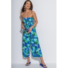 Pour Moi Strapless Shirred Bodice Crop Leg Beach Jumpsuit Pour Moi Strapless Shirred Bodice Crop Leg Beach Jumpsuit