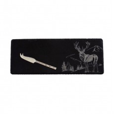 Single Mini Slate Cheese Board & Knife Set-Scenic Stag Single Mini Slate Cheese Board & Knife Set-Scenic Stag