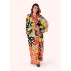 Exotic Leaves Modal/Cupro Long Kimono Gown Exotic Leaves Modal/Cupro Long Kimono Gown