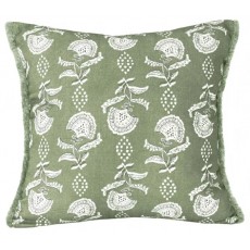 Block Floral Print Cushion 45x45-Sage
