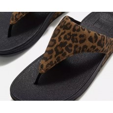 FitFlop Lulu Suede Leopard Toe-Post Sandals