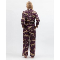 Cyberjammies Wild Slumber Plum Leopard L/Slv Wide Leg Pyjamas