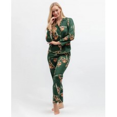 Cyberjammies Ember Sloth Print Dark Green L/Slv Pyjamas