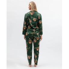 Cyberjammies Ember Sloth Print Dark Green L/Slv Pyjamas