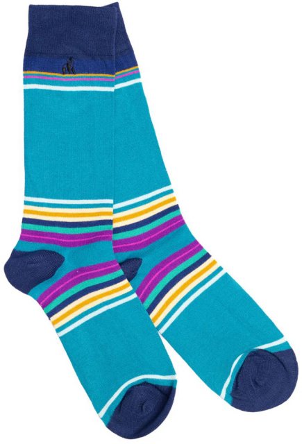 Swole Panda Green Multi Stripe Socks (7-11)