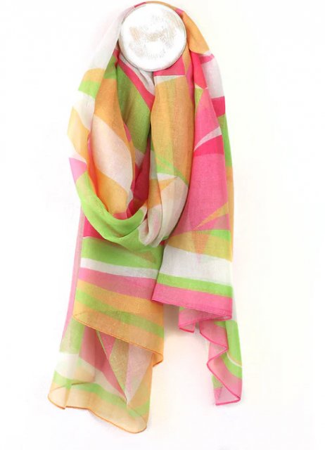 POM Warm Pink/Brights Abstract Print Repreve Scarf