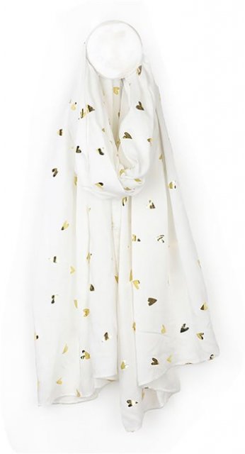 Viscose Foil Printed Scarf Pointed Heart