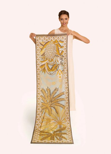 Powder Patterned Palms Cotton Scarf
