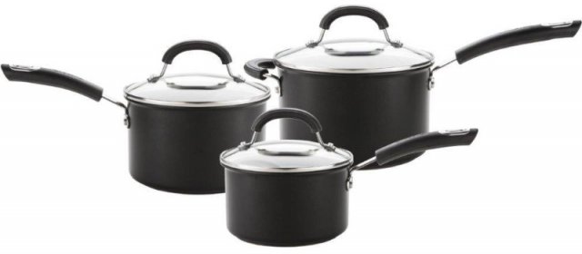 Circulon Total Hard Anodised Saucepan Set 3pce