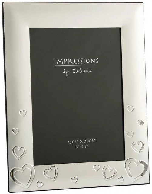 Juliana Photo Frame 2 Tone Silverplated Hearts 6"x8"