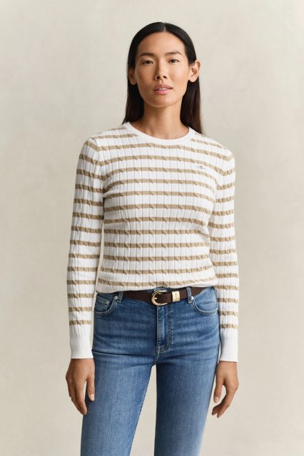Gant Stretch Cotton Cable Stripe C-Neck