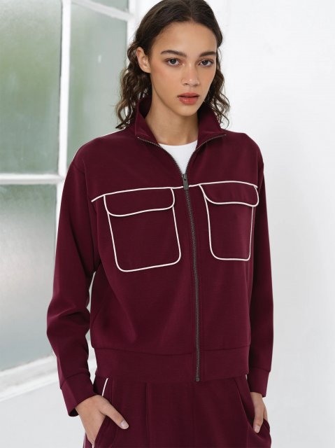 French Connection Wren Jersey Zip Up L/S Sweat