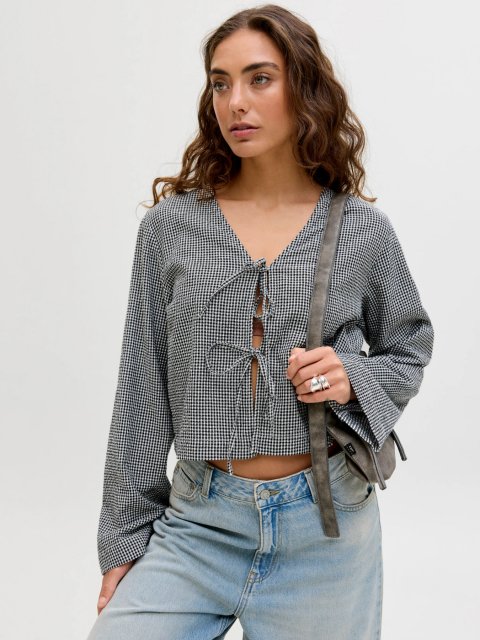 JJXX Zoe Seersucker LS Tie Shirt