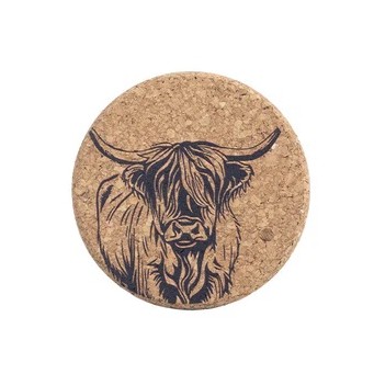 Single Cork Coaster Highland Cow