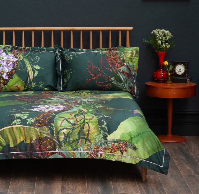 Timorous Beastie Topical Tropical Duvet Set Bottle Green