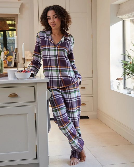 Cyberjammies Wild Slumber Plum Checks L/Slv Pyjamas