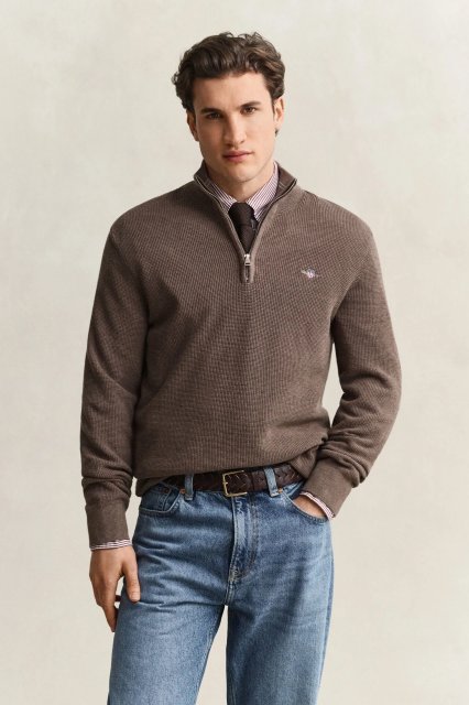 Gant Micro Textured Cotton Half Zip