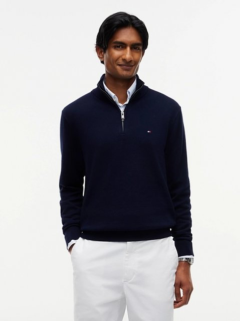 Tommy Hilfiger Pima Organic Cotton Cashmere Zip Mock