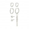 Pilgrim Star Recycled Earrings 3in1 Set Silver-Plated