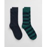 Gant Barstripe and Solid Socks 2-Pack