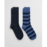 Gant Barstripe and Solid Socks 2-Pack