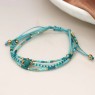 POM Turquoise Mix Triple Strand Adjustable Boho Bracelet