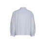 Marie Mero Seersucker striped shirt with sequins on sleeves
