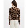 French Connection Tia Rose Mesh Velvet Burnout Top